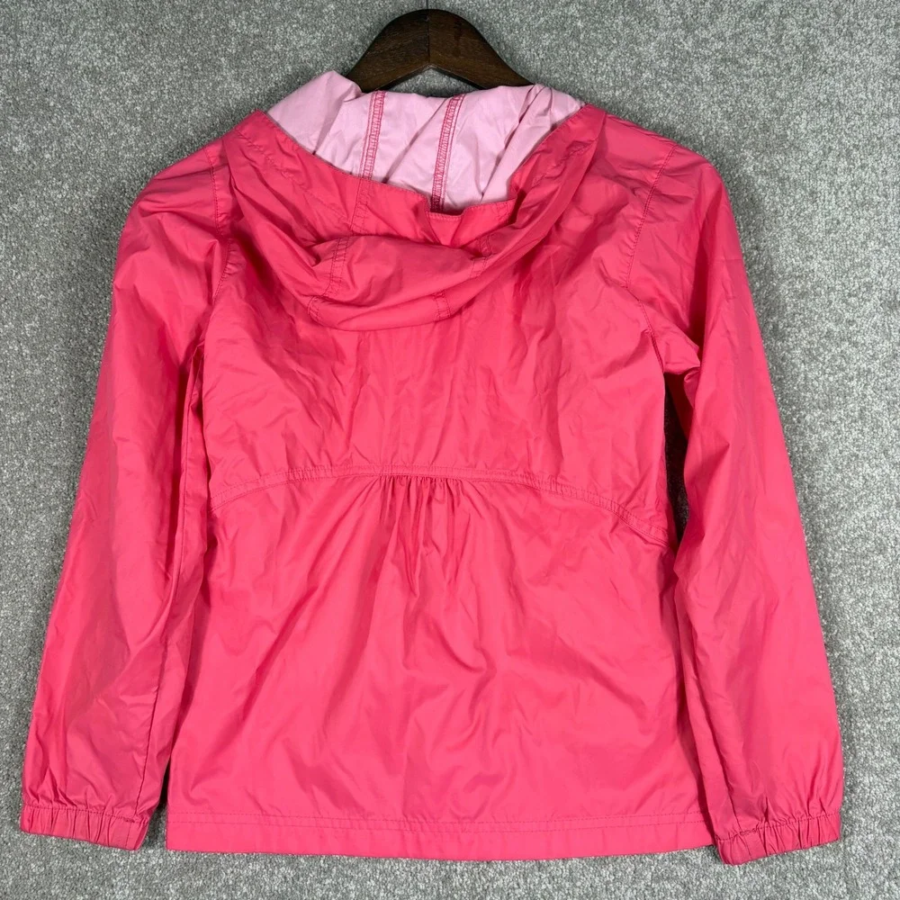 Columbia Girls Pink Hooded Windbreaker Jacket Size M 10/12 Full Zip Outdoor